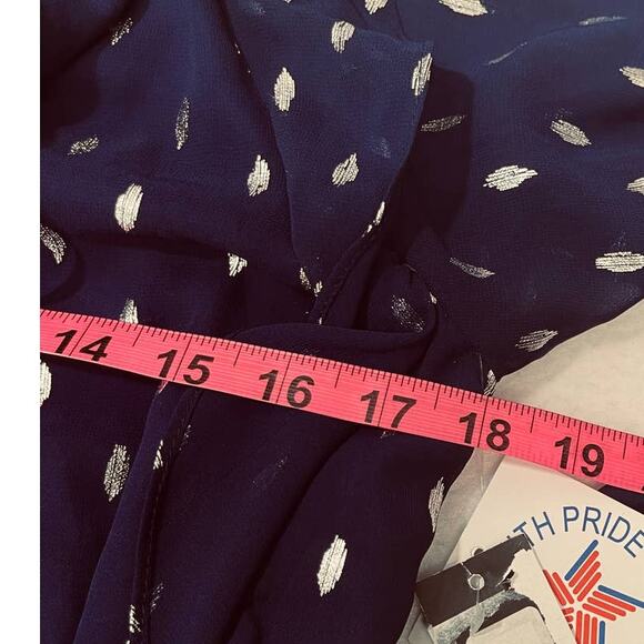 BETSY & ADAM sz 10 L blue silver chiffon long sleeve ruffle hi low dress NWT B53 - Picture 7 of 9